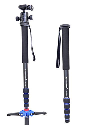 Koolehaoda Professional Camera Aluminium Monopod & Ballhead with Folding Three Feet Support Stand For DSLR Camera .Max Height :177cm / 69.7 inch.