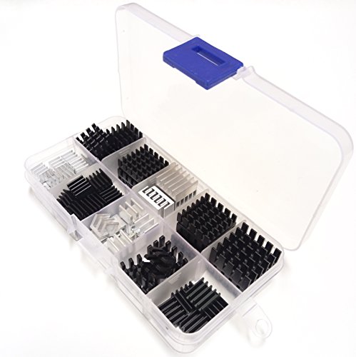 Easycargo 82pcs Heatsink Kit small to medium size cooler heat sink set for cooling Development Board Laptop CPU GPU VGA RAM IC Chips LED MOSFET Transistor SCR Southbridge Northbridge Voltage Regulator