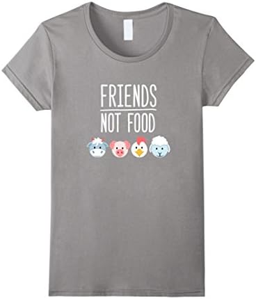 Women's Friends Not Food T-shirt For Vegan and Vegetarian Medium Slate