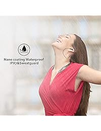 Iqua yuppy auriculares Bluetooth, IPX7 impermeable ligero Neckband auricular auriculares, profesional inalámbrico, con auriculares estéreo, micrófono integrado, para correr y trabajo, Negro M