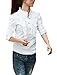 Allegra K Women's Ruffle Neckline Half Placket Puff Sleeves Blouse