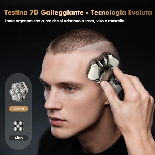 iWarmbase Bald Head Shaver, 7D Magnetic Removable Shaver Bald Head Absolute Zero - 6 in 1 Men's Hair 0.01 mm, Waterproof IP67 with LED Display, Razor and Zero Hair Cutter