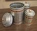 Well Pack Box Galvanized Canisters Farmhouse Rustic Metal Set 3 Flour Sugar Container Canister Kitchen Double Copper Band
