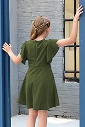 GORLYA Girl's Flutter Sleeve Stretchy A-Line Swing
