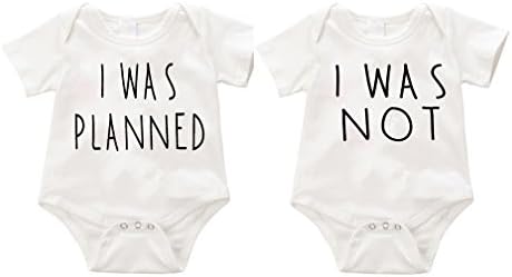 Anicelook I was Planned I was not Twin Funny Infant Romper Creeper