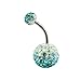 Pretty Belly Button Ring with Gradual Color Crystal Ferido Ball Navel Ring for Women/Girl (Light blue)