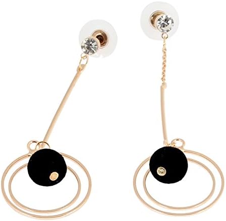 Lanyan Fashion Tassel Dangle Stud Earring Jewelry 3.5 Inch 2 Colors For Woman Girls (Gold)