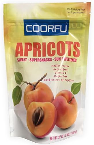Coorfu Dried Turkish Apricots in Resealable Bag, Jumbo Size, 2 Lbs. (32 oz )