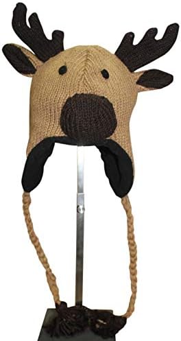 Sherpa Love Hand Knit Unisex Wool Animal Beanie Hat Cap Ear Flap Fleece Lined Nepal