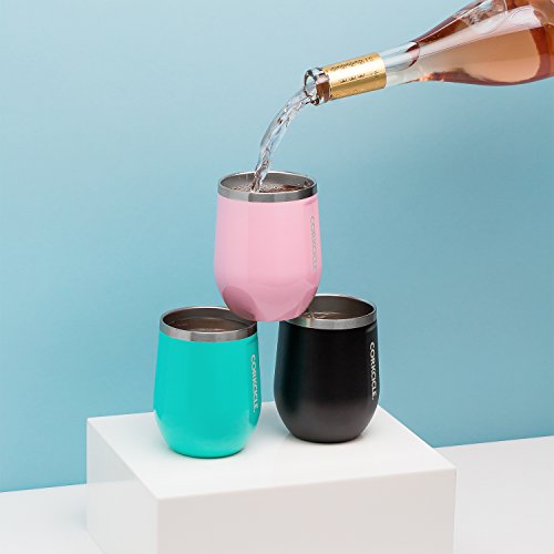 Corkcicle Insulated Travel Cup with Lid, Wine Tumbler, Gloss Rose