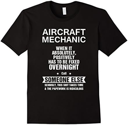 Men's Funny Aircraft Mechanic T-shirt Large Black