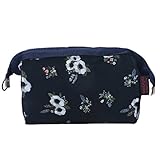 Ac.y.c Printed Multifunction Portable Handbag Organizer Bag Cosmetic Makeup Pouch (Dark Blue Flower)