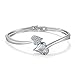 JOUDOO Crystal Heart Shape Bracelet Diamond Gold Plated Bangle Platinum Woman Hand Chain (Platinum)