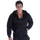 Plus Size S - 5XL Fleece Hoodies for Men Heavyweight Full Zip Up Long Sleeve Solid Black Grey Zipper Sherpa Lined Jackets