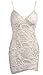 Miss ord Women's Bra Sleeveless Strappy Mini Dress with Lace Beige Small