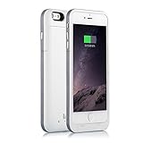 iPhone 6S Plus / 6 Plus (not for iPhone 6 / 6s) Battery Case Charger [Extra Bonus-Tempered Glass Screen Protector], 6800mAh External Battery Backup Protective Charger Case (White)