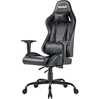 DESINO Gaming Chair Racing Style Home & Office Ergonomic Swivel Rolling Computer Chair with Headrest and Adjustable Lumbar Support for Adults Kids(Black)