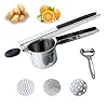 HUAYT-Potatoes-Ricer430-Stainless-Steel-Multi-Functional-Potato-Ricer-Masher-for-Vegetable-and-Fruit-with-3-Interchangeable-Ricing-Discs-and-3-in-1-PeelerPerfect-for-Mashed-Potatoes-Fishcakes HUAYT Potato Ricer Masher,Multi-Functional Potato Ricer and Masher Stainless Steel for Vegetable and Fruit with 3…