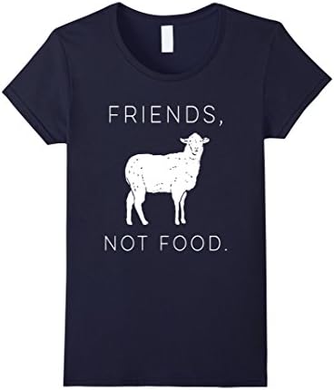 Women's Vegan Vegetarian Friends Are Not Food Love Animals T Shirt Small Navy