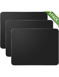 mroco 3 unidades estándar 8.5 x 11 inch almohadillas para orejas de mouse de computadora impermeable con base de goma antideslizante, Rectángulo Gaming Mousepads con bordes cosido para VicTsing, pictek, Logitech, Razer mouse, de grosor, color negro