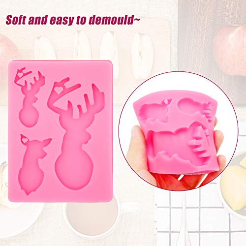 5 Pcs Animal Silicone Mold with Hole, Handmade Bear Elephant Dinosaur Llama Elk Mold, Animal Keyring Tag Keychain Silicone Mold, DIY Crystal Jelly Shots Ice Cream Desserts Candy Fondant Mold (5 Pcs)