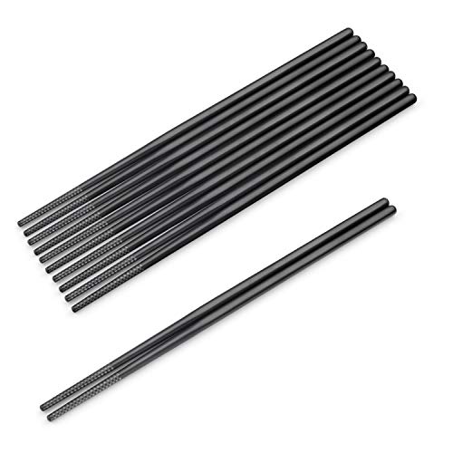 SHARECOOK Stainless Steel Chopsticks, 9.45 Inches, Reusable (5 Pairs, Black) - Thumbnail 7