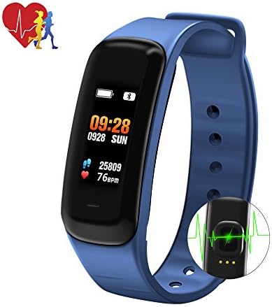 SMBOX Fitness Tracker,Activity Tracker Watch with Heart Rate Monitor,Color Screen Smart Bracelet Waterproof Pedometer Watches,Sleep Monitor,Steps Counter for Men Women and Kids-Black & Blue