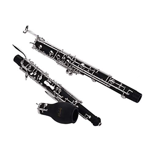 English Horn Alto Oboe,Muslady English Horn Alto Oboe F Key Synthetic Wood Body with Reed Gloves Cleaning Cloth Case Carry Mini Screwdriver