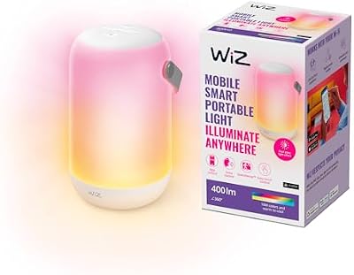 Wiz - lâmpada portátil móvel luz branca e colorida efeito de iluminação de zona dupla controle de voz e painel touch, com tecnologia spacesense e compatível com alexa e google home