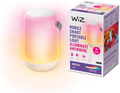 Wiz - lâmpada portátil móvel luz branca e colorida efeito de iluminação de zona dupla controle de voz e painel touch, com tecnologia spacesense e compatível com alexa e google home
