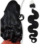 Moresoo 20 Inch Micro Loop Hair Extensions Human Hair 100% Real Hair Extensions Micro Loop Wavy C...