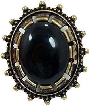 Goth Steampunk Queen Jewel Chunky Oval Acrylic Stone Ring (Black)