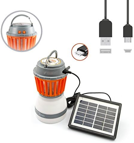 Insect Killer Ultraviolet with LED Light lamp 2 in 1, Youngist Rechargeable Mosquito and Fly Killer, Mini Portable with Handle and Waterproof, come with solar charging panel