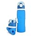 MyFriday Collapsible Water Bottle, Silicone Leak Proof Valve, Medical Grade, BPA Free, 26 oz, 750 mL, Vibrant Blue