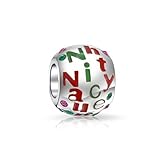 Red Green Naughty Nice Christmas Crystal Spacer Bead 925 Sterling Silver Core Fits European Charm Bracelet For Women