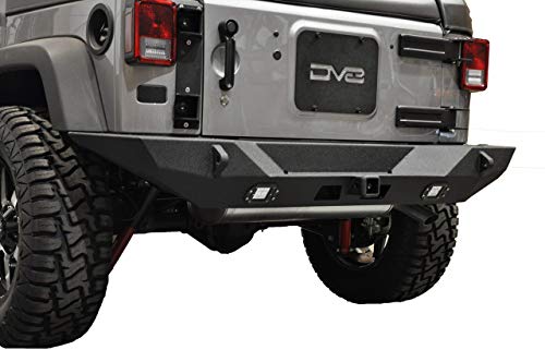 DV8 Jeep Wrangler Rear Bumper Hammer Forged 4x4 Offroad Bumper w/ Accessories Fits 07-17 JK Model Class 3 Tow Hitch, LED Lights, and D-Rings Compatible with TC-6 Tire Carrier RBSTTB-10 - Thumbnail 4