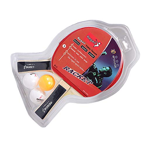 Table Tennis Racket Ping Pong Practice Paddle Set 2 Bats + 2 Balls (Color : Orange)