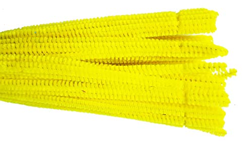 Carykon 100 PCS Fuzzy Chenille Stems Pipe Cleaners for Arts and Crafts (Yellow)