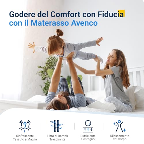 Avenco Materasso 160x190, Materasso Matrimoniale in Schiuma di Bambù, Tessuto Riempito con Gel Memory Foam Traspirante, Supporto Perfetto Si Adatta al Corpo e Migliora il Sonno