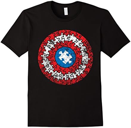 Men's Autism Awareness Tshirt Captain Autism Puzzle Shield Tshirt Medium Black