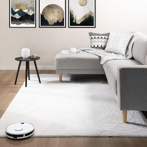 Vimoda Teppich Wohnzimmer Schlafzimmer Flauschig, Kurzflorig – Waschbar Und Fußbodenheizung Geeignet,Farbe:creme;Maße:80X140 Cm