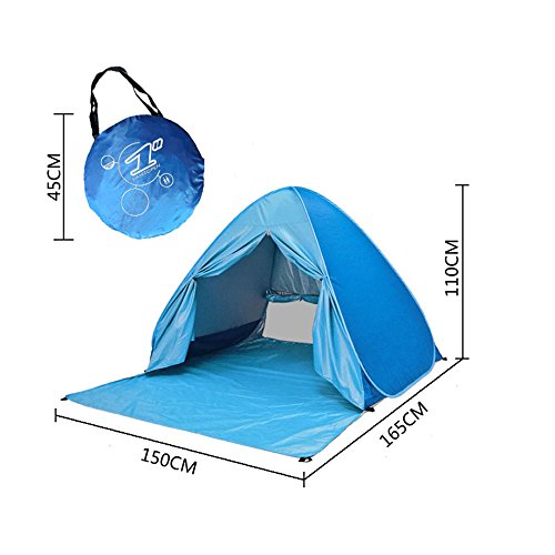 Meinstilin Portable Cabin Camping Tent Sun Shelter Automatic UV Protection Beach Shade for Outdoor Activities Pop Up Beach Tent Sun Shelter Cabana for 2-3 Person,Sky blue