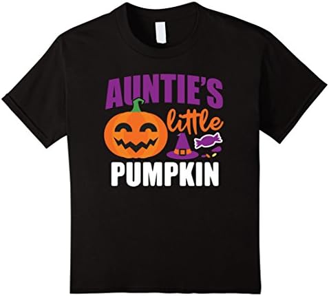 Kids Auntie's Little Pumpkin Halloween Cute Kids Pumpkin Shirt 8 Black