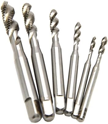 Wokesi 6Pcs 1-64/2-56/3-48/4-40/5-40/6-32 Spiral Flute Thread Milling Taps Plug Tap Screw Tap Threading Tools TPI Unified USA Standard