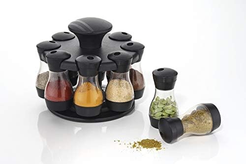 Nexa Premium Multipurpose Revolving Plastic Spice Rack Condiment Set (Black, 8 Bottles)