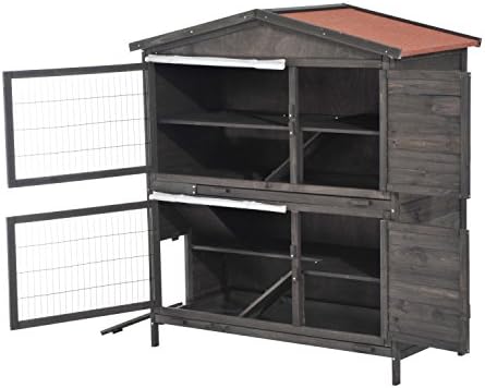 Eight24hours 2 Tier Rabbit Hutch Wooden Bunny Small Animal House Pet Cage Ramp Waterproof + FREE E-Book