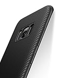 Samsung Galaxy S8 Case, iCOCEN [Carbon Fiber Texture Design] Durable Light Shockproof Cover Full Protective Stylish Slim Fit Shell Soft TPU Silicone Gel Bumper Case for Galaxy S8 5.8 inch 2017 - Black
