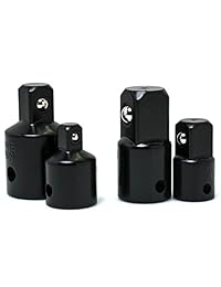 Bastex Juego de 4 adaptadores y reductores de impacto para uso con llaves de impacto y taladros en auto y construcción, conjunto de adaptadores de tamaños (3 8 pulgadas) a 1 4) (1 2 pulgadas. a 3 8) (3 8 pulgadas. a 1 2) (1 4 pulgadas. a 3 8)