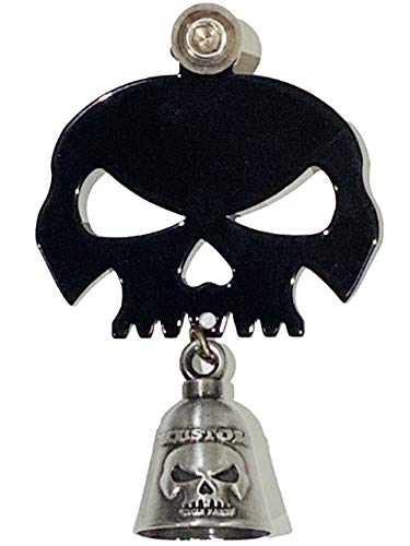 Kustom Cycle Parts Universal Gloss Black Skull Bell Hanger With Gun Metal Bell - Bolt And Ring Included Fits All Harley Davidson Motorcycles & More Proudly Made In The Usa (Gun Metal)