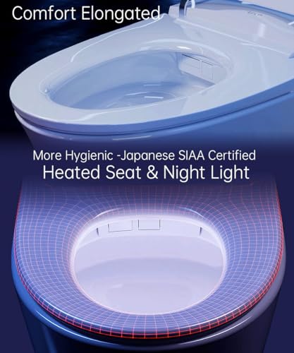 EPLO iX7-PRO Smart Bidet Toilet Built in Tank Auto Open Foam Shield Dryer | Automatic Flush,Elongated Heated Seat,Booster Pump-Assisted Powerful flush,Instant Warm Water, LED Temp Display,Night Light